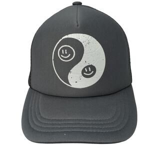 Yin Yang Snapback Trucker Hat Gray One Size Adjustable Mesh Back Bokeh
